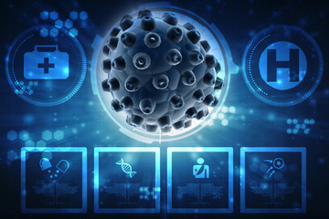 3d rendering Virus bacteria cells background