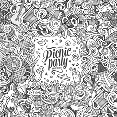 Cartoon vector picnic doodle frame