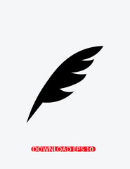 Feather silhouette icon, Vector