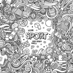 Naklejka premium Cartoon cute doodles Sport frame