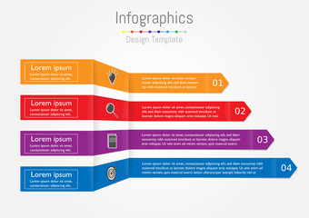 Arrow infographic template. Vector layout for business infographics with marketing icons and design elements.