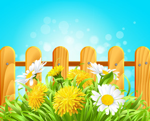 Vector illustration of a wooden signpost in the grass