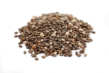 chia seeds on white background