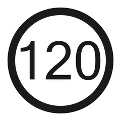 Maximum speed limit 120 sign line icon