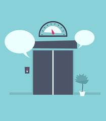 Speech bubble near the closed elevator doors © dzm1try