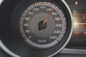 Car speedometer show speed 150 km/h