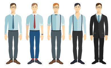 Young businessman in flat style. Vector collection.