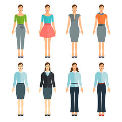 Obraz premium Young women in flat style. Vector collection.