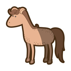 brown clear silhouette of cartoon horse with freckles and standing vector illustration