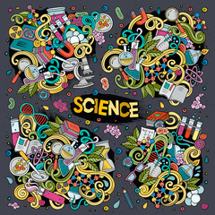Vector cartoon set of Science doodles designs