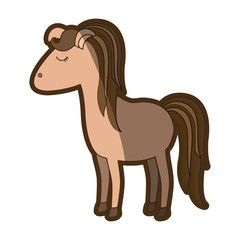 brown clear silhouette of cartoon female horse with striped mane and tail vector illustration