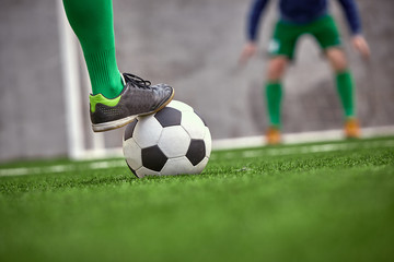 Thq leg of soccer football player