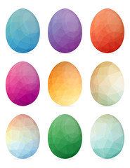 Set of Easter eggs with different texture on a white background