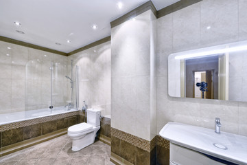 Interior design stylish bathroom luxury house.