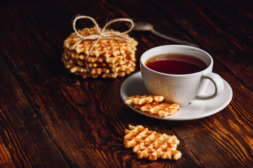 Breakfast with Waffles and Tea.