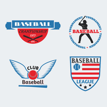 Tournament competition graphic champion professional blue red baseball logo badge sport vector.