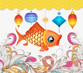 Chinese lantern festival doodle graphic design