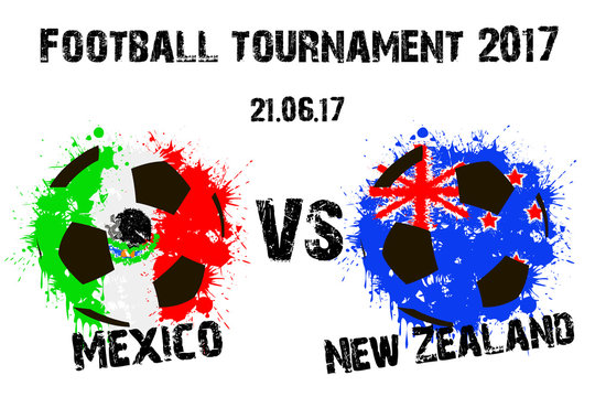 Banner football match Mexico vs New Zealand