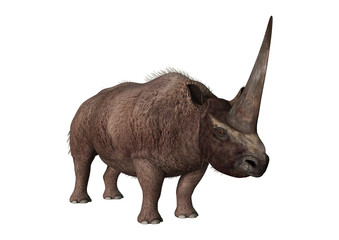 Naklejka premium 3D Rendering Elasmotherium on White