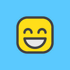 Grinning Face With Smiling Eyes emoji. Filled outline icon, colorful vector emoticon