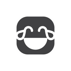 Face With Tears of Joy emoji. glyph icon, vector emoticon