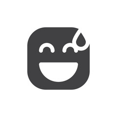 Smiling Face With Open Mouth & Cold Sweat emoji. glyph icon, vector emoticon