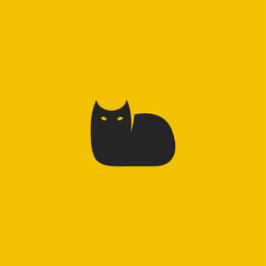 Black Cat Logo Template. Vector Illustration.