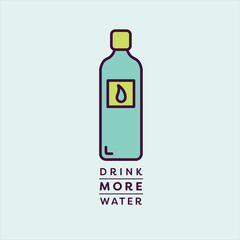 Vector image of water bottle reading drink more water