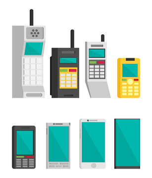 Cell Phone Evolution Illustration. Flat Vector.