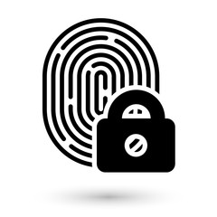 Fingerprint with lock linear icon