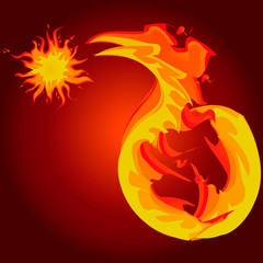 Fire snake with sun.