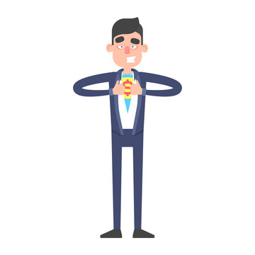Businessman become superhero. Office worker character in suit