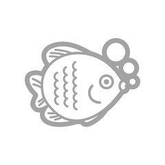 Fish outline icon. Summer. Vacation