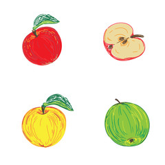 apples in sketch style, vector illustration