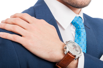 Close-up view of man hand with elegant watch