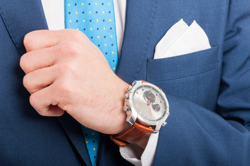 Closeup fashion image with luxury watch