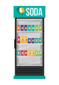 Fridge Drink with drinks in cans flat vector