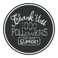 Thank you for your support round label, vector illustration