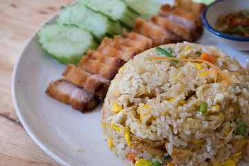 Fried rice with crispy pork