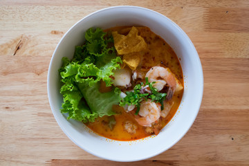 Prawn and lemon grass soup with mushrooms