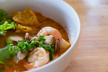 Prawn and lemon grass soup with mushrooms