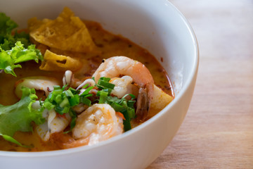 Prawn and lemon grass soup with mushrooms