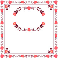 Red and brown floral decorative card template