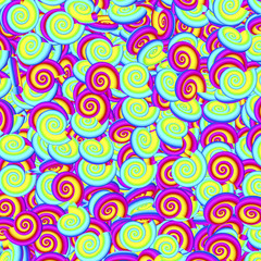 Fototapeta premium Psychedelic spiral shells / 3D illustration of rainbow coloured sea shells