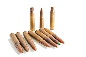 Bullets isolated on white.