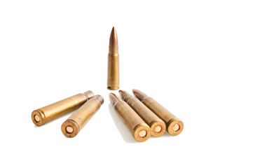 Bullets isolated on white.