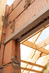 Building and Construction house, wall made red brick