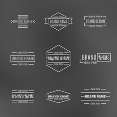 Set of vintage emblems with thin lines, vector illustration.