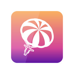 Parasailing. Summer kiting activity icon. Vacation