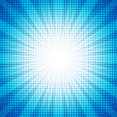 White dots halftone with blue abstract star burst abstract background concept